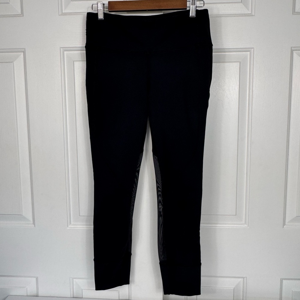 Lululemon‎ Black Mesh Calf Leggings With Side Detail Size 8